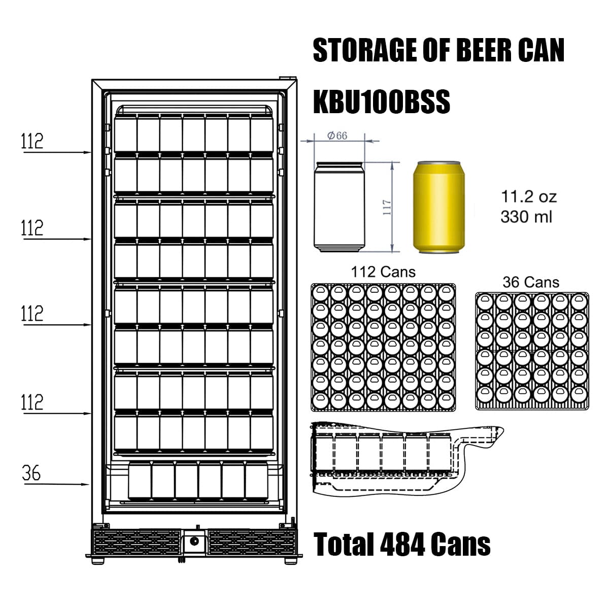 KingsBottle KingsBottle 56" Tall Beverage Refrigerator (224 Bottles or 484 Cans)