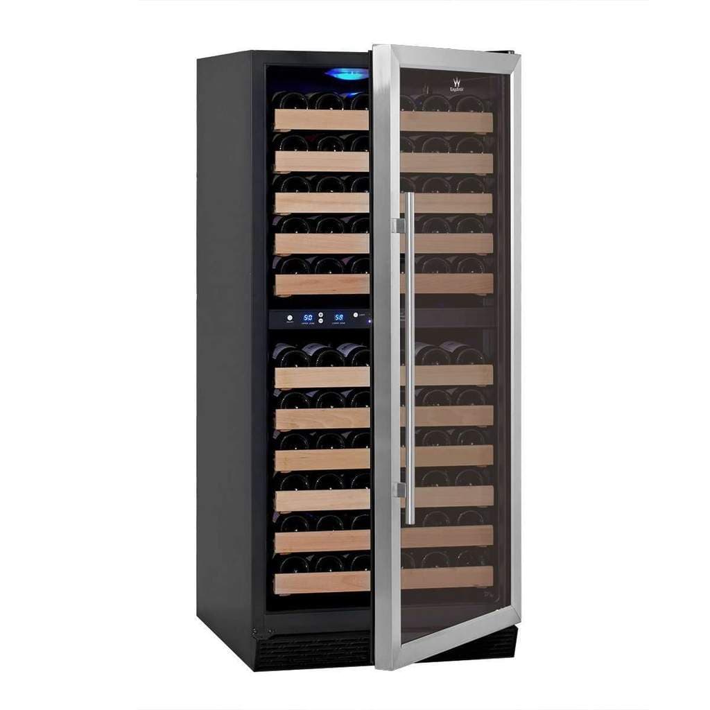 KingsBottle KingsBottle Dual-Zone 100 Bottle Freestanding Wine Refrigerator (Black & Silver)