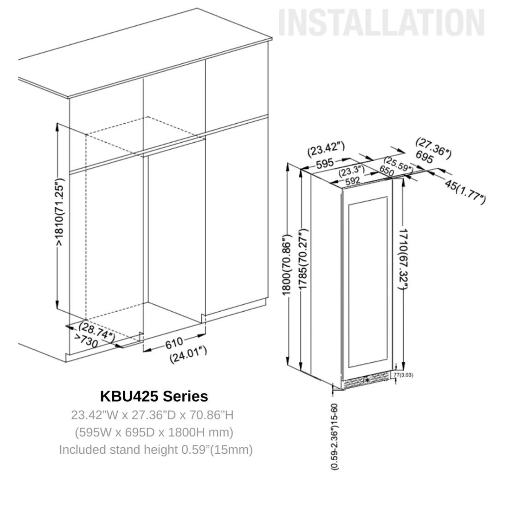 KingsBottle KingsBottle Single-Zone 630 Can Large Beverage Refrigerator (Black & Silver)