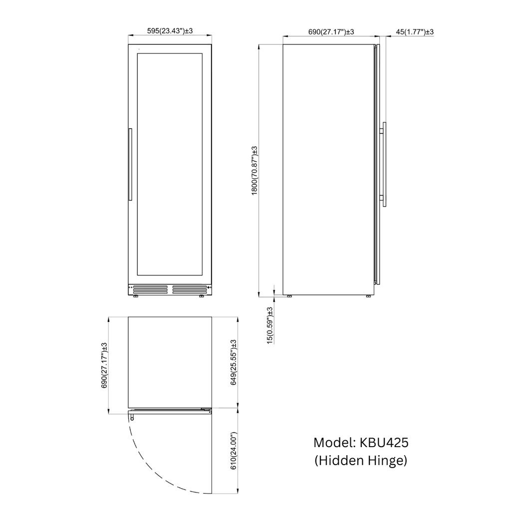 KingsBottle KingsBottle Single-Zone 630 Can Large Beverage Refrigerator (Black & Silver)