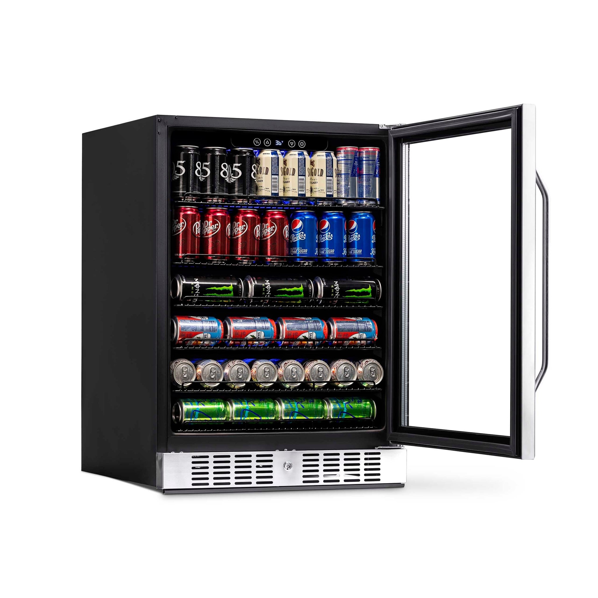 NewAir 24 Built-in 177 Can Beverage Fridge - Black Stainless Steel